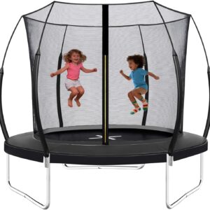 6FT 8FT 10FT 12FT 14FT Springfree Trampolines with LED Lights, Sprinkler, Music Speaker and Socks, ASTM Approved Outdoor Trampoline for Kids and Adults, Backyard Trampoline with Curved Poles