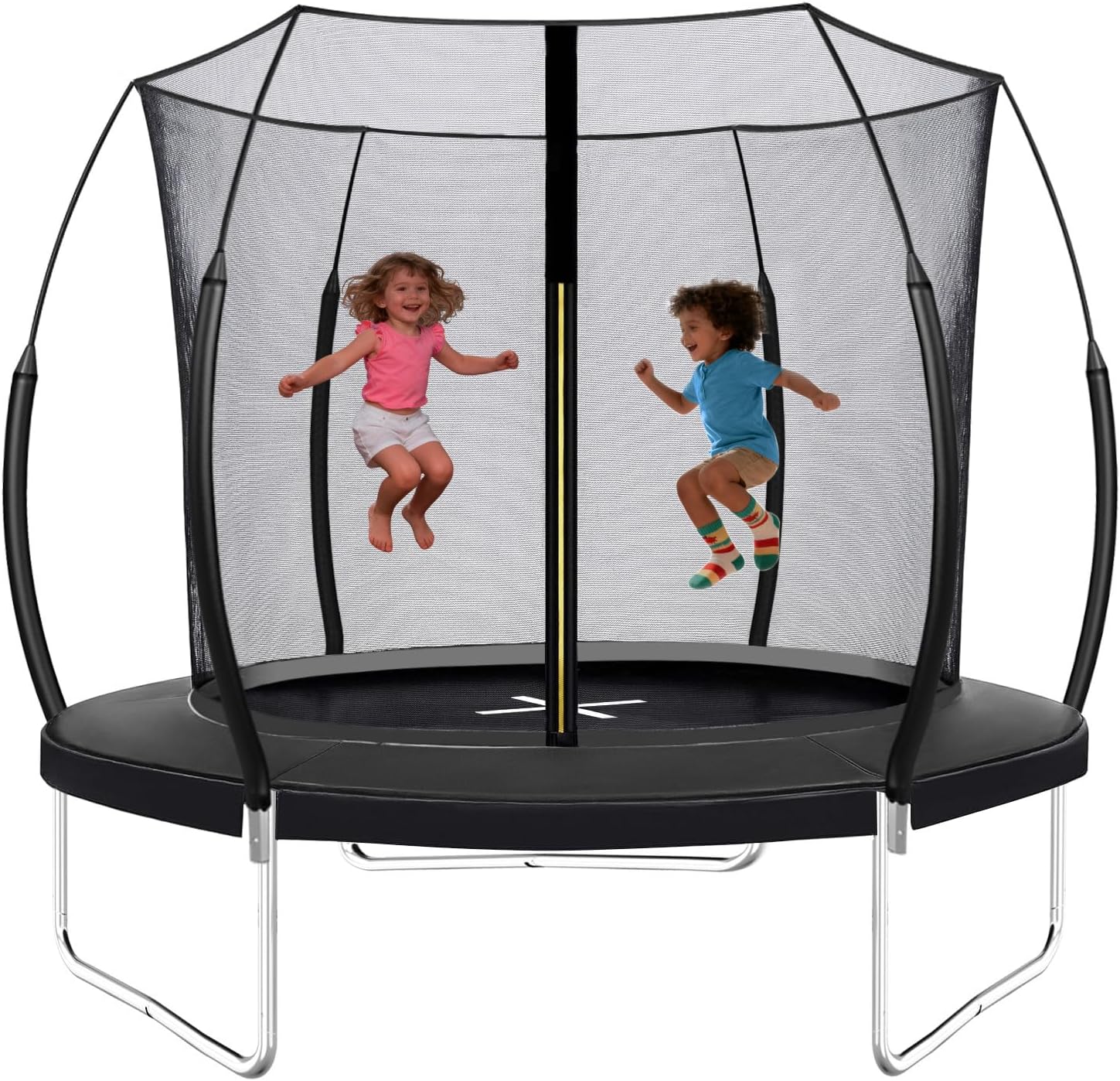 6FT 8FT 10FT 12FT 14FT Springfree Trampolines with LED Lights, Sprinkler, Music Speaker and Socks, ASTM Approved Outdoor Trampoline for Kids and Adults, Backyard Trampoline with Curved Poles