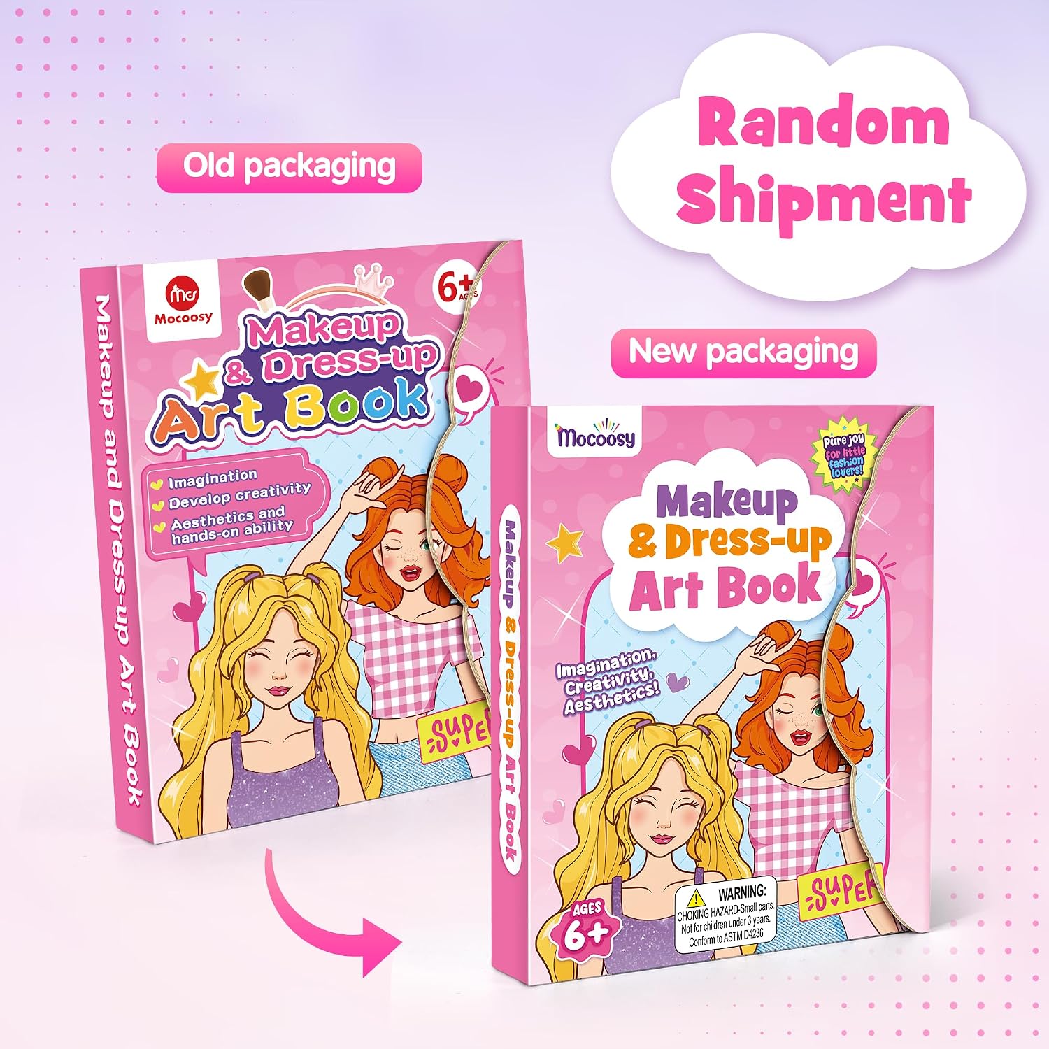 Mocoosy Makeup Art Craft for kids Ages 4-8, Pretend Play Makeup Coloring Activity Book with Stickers, Fashion Design Sketchbook, Travel Game Airplane Car Road Trip Toy Birthday Gift for Girl 5 6 7 8 9 - Image 8