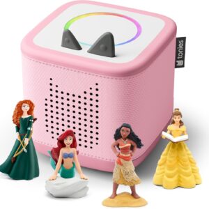 Toniebox 2 Audio Player Disney Princess Bundle for Kids 3+ with Ariel, Moana, Merida, and Belle – Cloud Pink