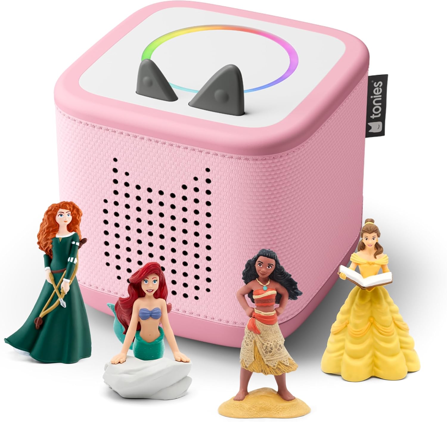 Toniebox 2 Audio Player Disney Princess Bundle for Kids 3+ with Ariel, Moana, Merida, and Belle - Cloud Pink