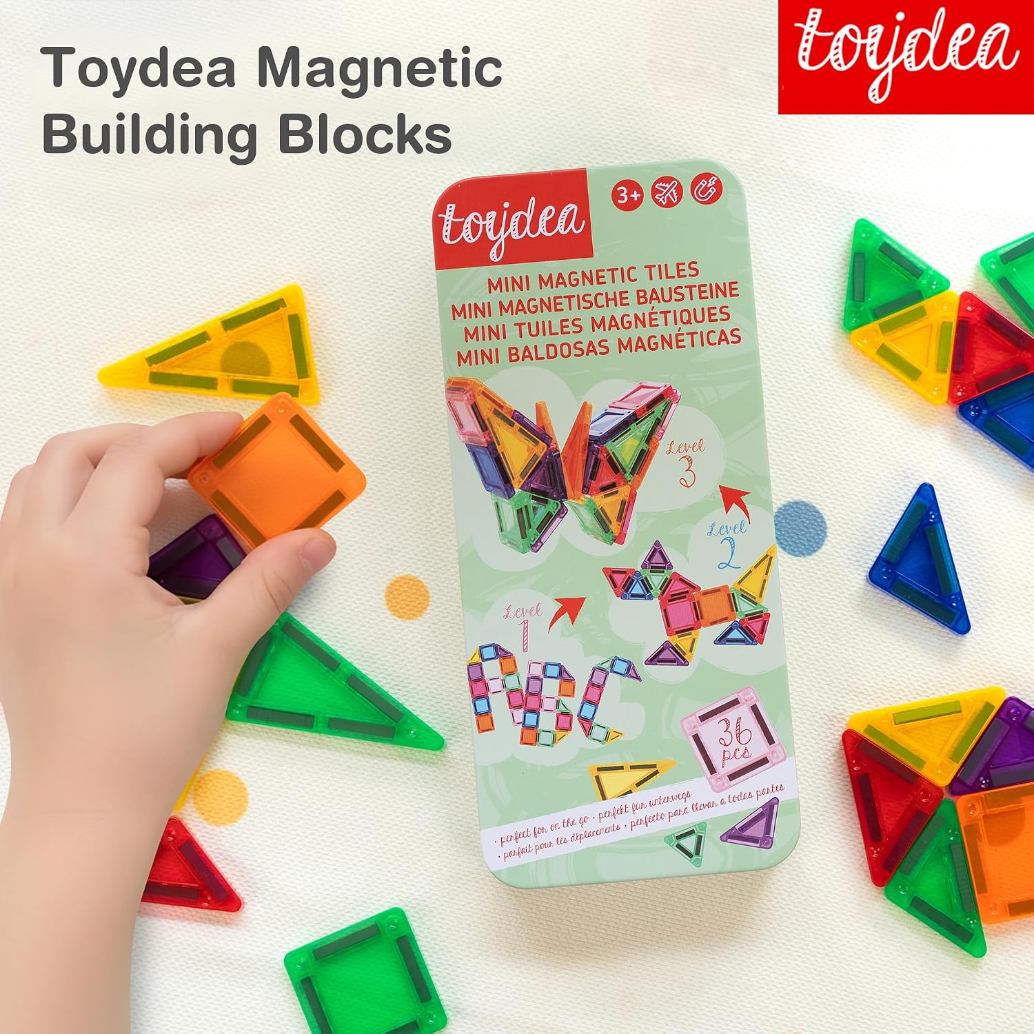 Magnetic Tiles for Kids, 36 PCS Mini Magnetic Building Blocks, STEM Construction Set, Travel Toys for Toddlers Age 3-8 - Image 2