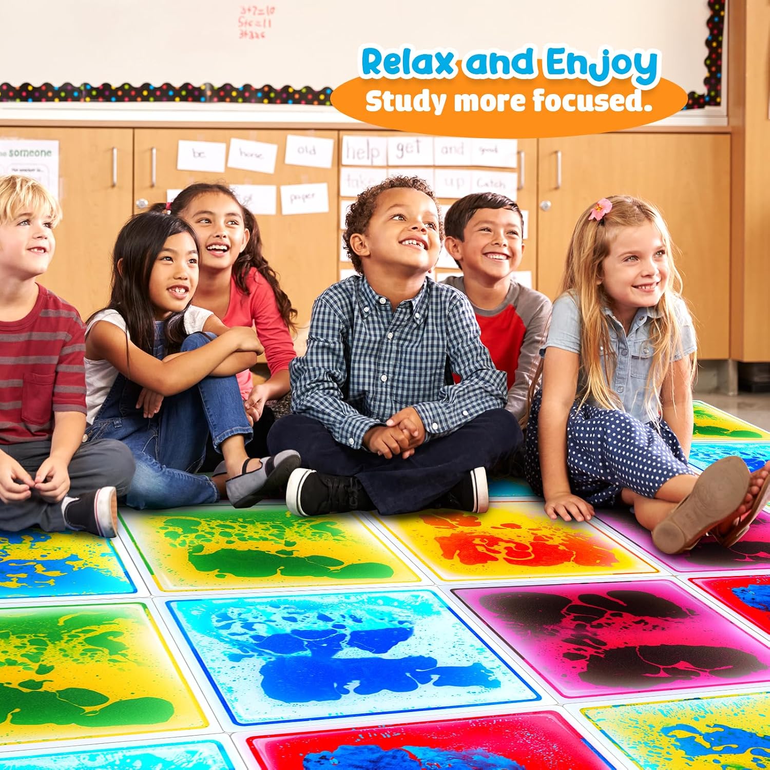 Sensory Floor Tiles for Kids Toddlers: 6 Pack Liquid Play Mats, 12"x12" Squares Autism Sensory Puzzle Pad, Lava Tiles Games Dance Step Pads, Preschool Classroom Montessori Gross Motor Daycare Toys - Image 8