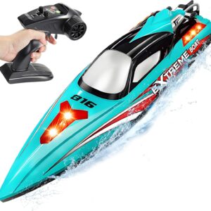 BEZGAR RC Boat, 18 inch Big Brushless Remote Control Boat for Adults and Kids, 55 KPH Large Fast RC Speed Boats with 2500mAh Battery, Ideal Waterproof Toy Boats for Lakes – HJ816 Green