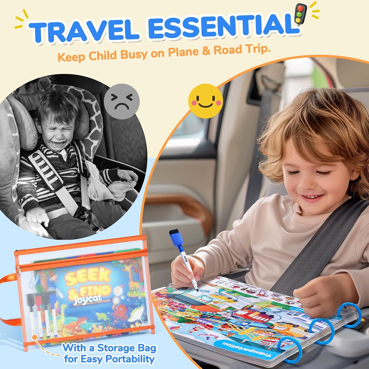 JoyCat Seek & Find Game Books - Preschool Learning Activity for Toddlers & Kids Ages 3-5, Travel Activities Toys for Road Trip Car Airplane, Busy Book, Birthday Gifts for Girls and Boys Ages 4-8 - Image 3