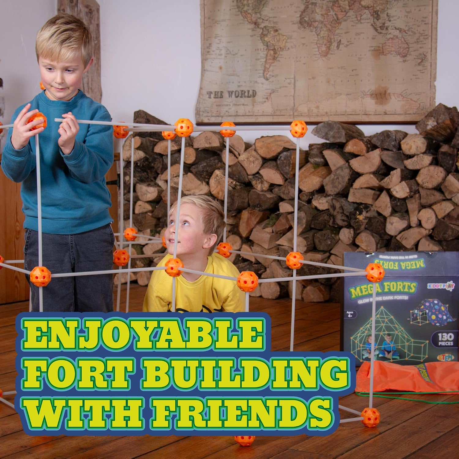 KiddyPlay Mega Forts - 130 Piece Fort Building Kit For Kids - Glow in the Dark DIY Fort Making Kit - Build a Fort Building Kit - STEM Building Toys For Kids - Image 6