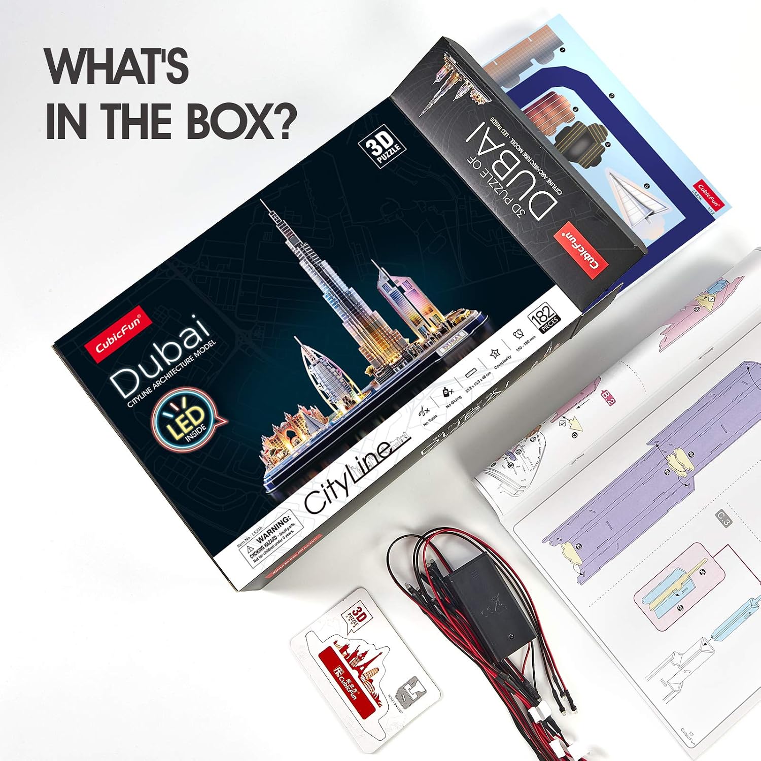 CubicFun 3D Puzzles for Kids Ages 8-10 LED Dubai Cityline, Arts and Crafts for Kids Ages 8-12 STEM Projects for Kids Ages 8-12 Gifts for 8 Year Old Toys for 8 Year Old Girls Lighting Architecture - Image 7