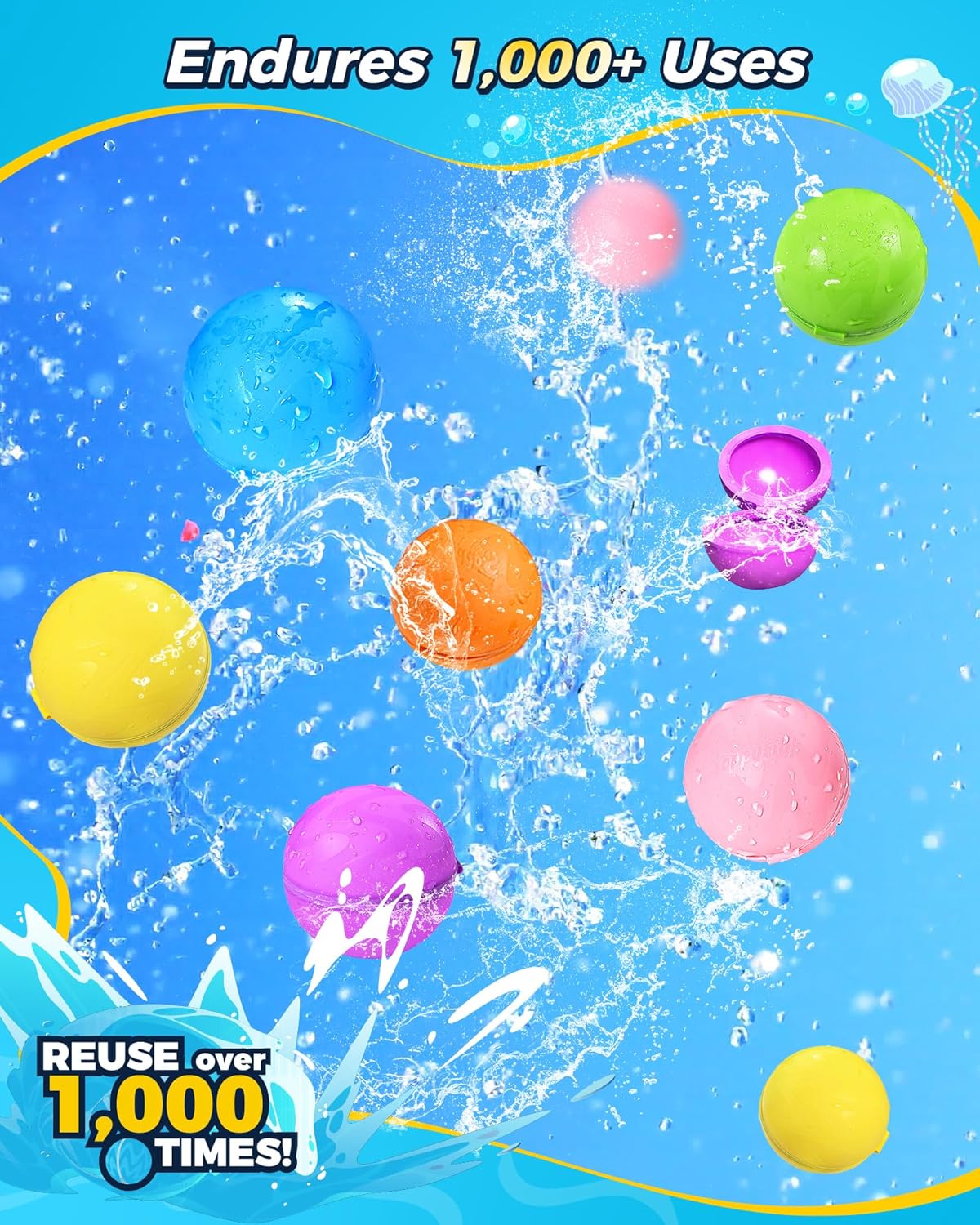 Reusable Water Balloons 12PCS - Summer Water Toys for Pool Beach & Outdoor, Self-Sealing Refillable Water Bombs for Kids Ages 3-14, Magnetic Splash Balls for Kids Fun Games & Activities - Image 2