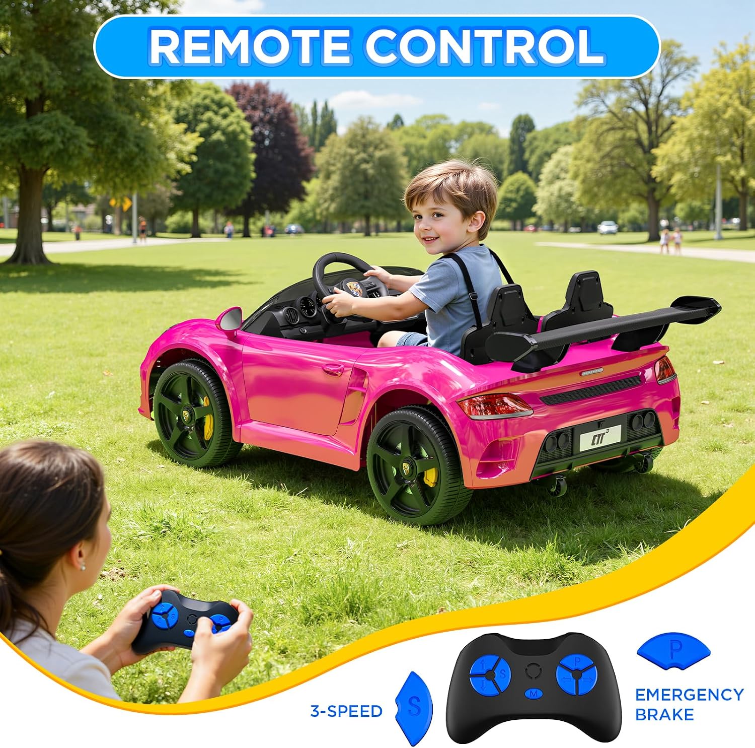 24V Kids Ride on Car for Big Kids, 2 Seaters RUF Licensed Sports Car, 4WD Kids Electric Car, Ride on Toys, Remote Control, Features Music, Story, Wireless Connection, Ideal Present for Kids - Image 6