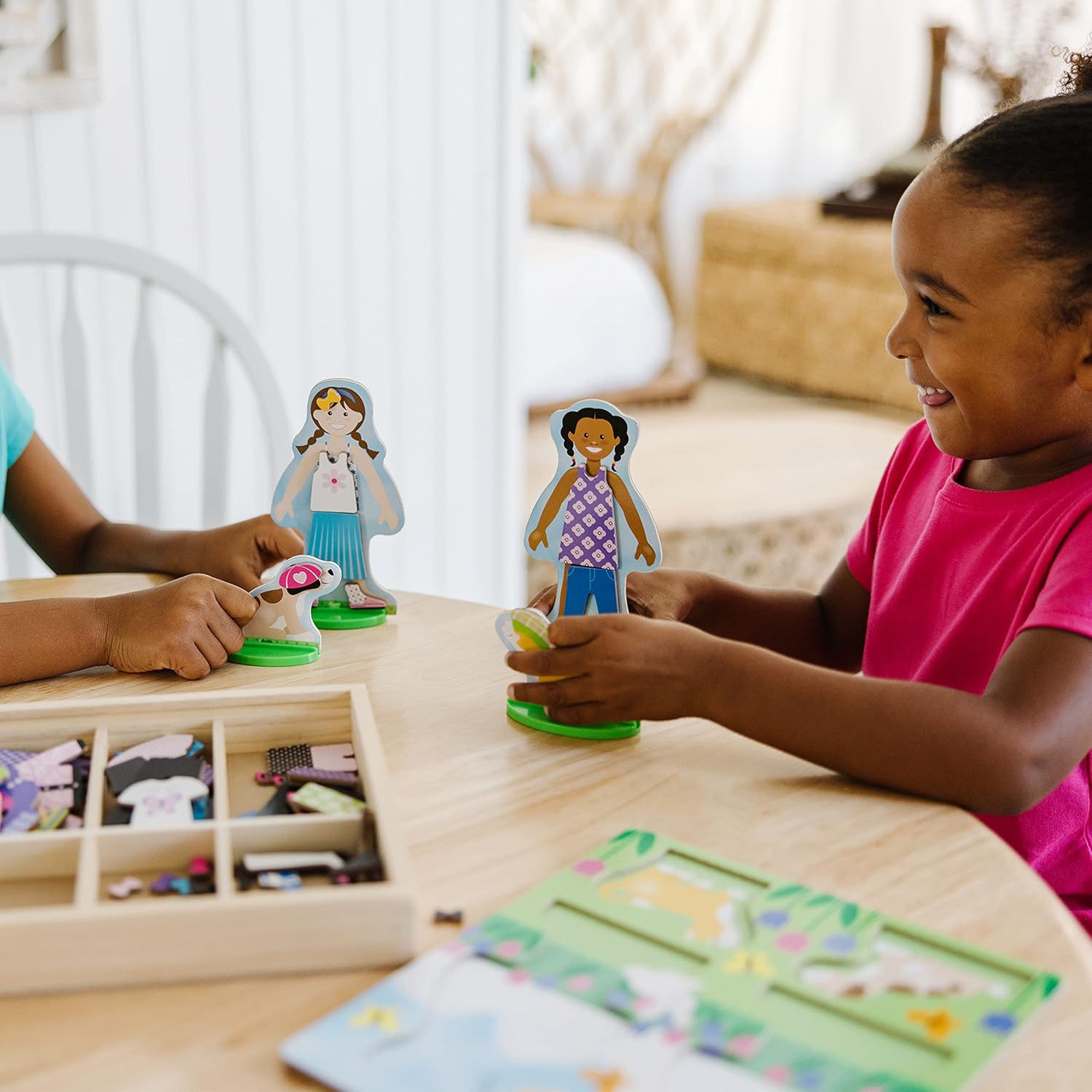 Melissa & Doug Best Friends Magnetic Dress-Up Wooden Dolls Pretend Play Set (78 pcs) - Image 3