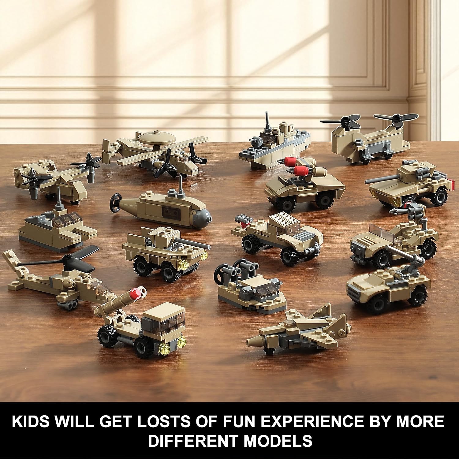 WW2 Army Tank Toys Building Sets Compatible with Lego, Create a German Dora Cannon or 16 Military Vehicles with 20 Toy Soldiers, STEM Toys for Boys Kids Age 6+ Year Old - Image 3