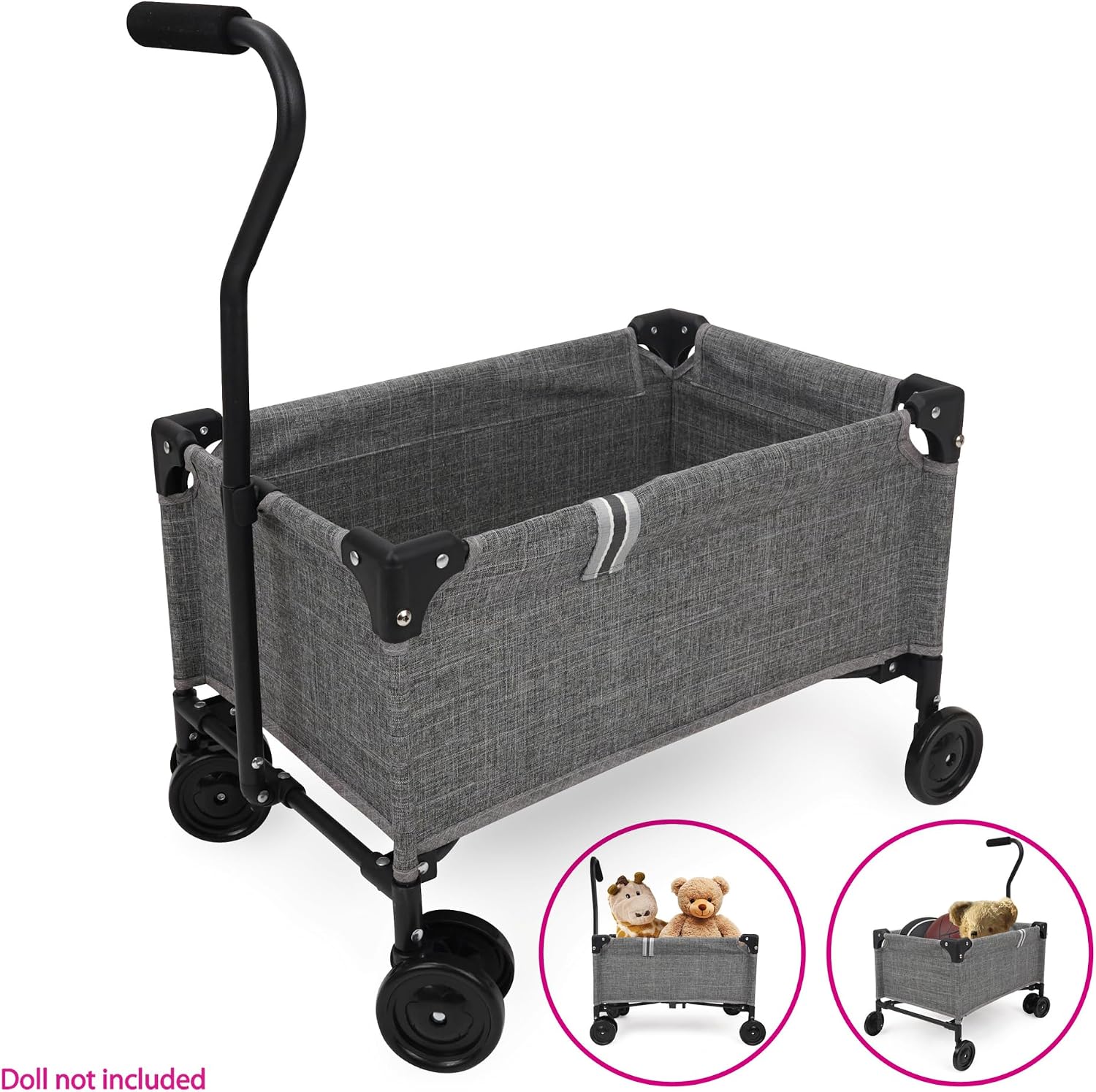 509 Crew: Little Wagon - Melange Grey - Folding Pull-Along Cart, Adjustable Handle, Canvas-Metal Frame, Transport Toys-Dolls-Stuffed Animals, Kid 3+ - Image 3