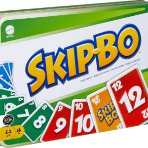 Mattel Games Skip Bo Card Game in Decorative Tin with 162 Cards, Sequencing Family Game for 2 to 6 Players, Kids Gift for Ages 7 Years & Older (Amazon Exclusive)