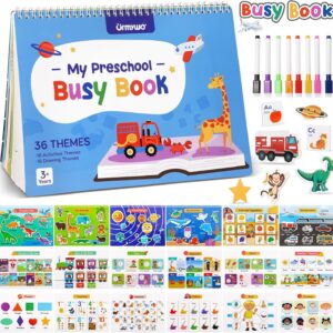 URMYWO Montessori Preschool Busy Book for Toddlers Ages 3-5, Preschool Learning Activities with Tracing, Matching & Coloring, Travel Activity Learning Book for Car Rides and Quiet Time