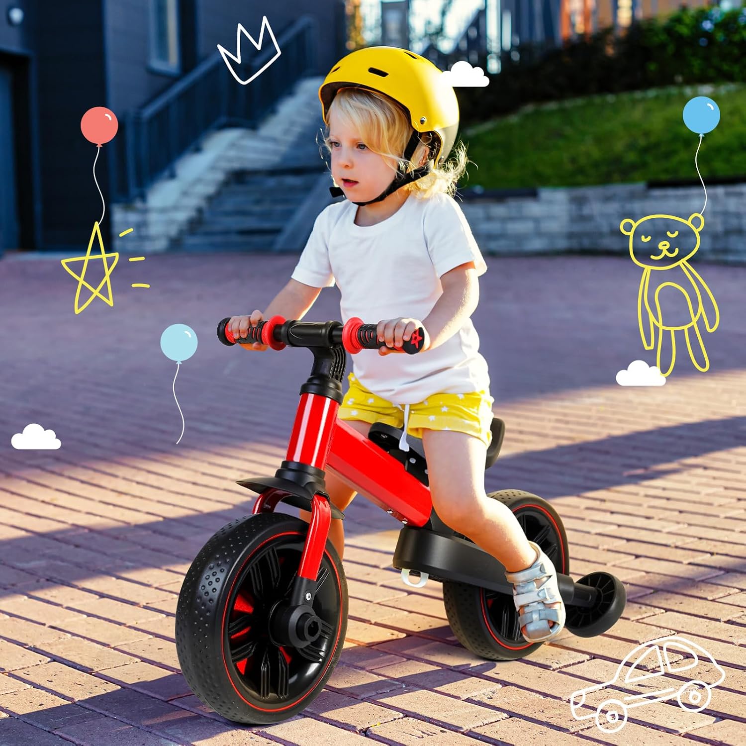 Toddler Bike 6-in-1 Tricycle for Toddlers 1-6, Kids Bike & Balance Bike with Push Handle, Foldable Toddler Balance Bike & Bicycle,Perfect Boys and Girls Birthday Gift and Toys - Image 4