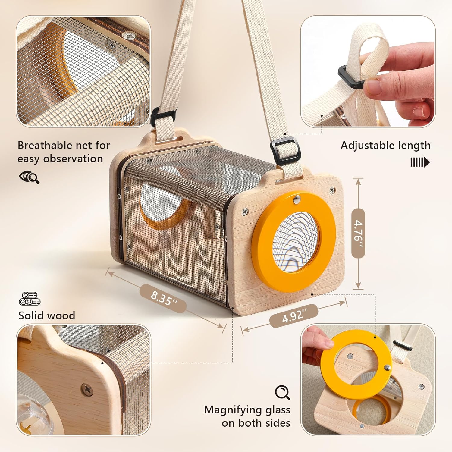 Montessori Wooden Bug Catcher Kit for Kids - 8-in-1 Outdoor Explorer Set with Habitat, Net & Magnifying Glass STEM Learning Toys for Ages 3-8 Nature Gift for Boys & Girls - Image 3