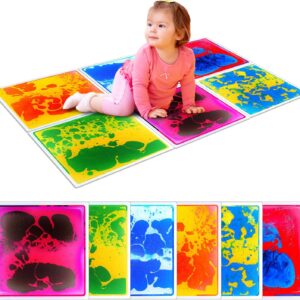 Sensory Floor Tiles for Kids Toddlers: 6 Pack Liquid Play Mats, 12″x12″ Squares Autism Sensory Puzzle Pad, Lava Tiles Games Dance Step Pads, Preschool Classroom Montessori Gross Motor Daycare Toys