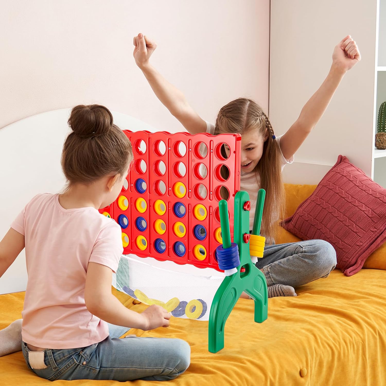 1.9 Feet Giant 4 in A Row Game, Jumbo 4-to-Score Connect Game Set for Kids & Adults Outdoor Yard, Lawn & Indoor Floor Play, Family Game Night & Party Board Games, Grand Birthday Easter Gifts - Image 8