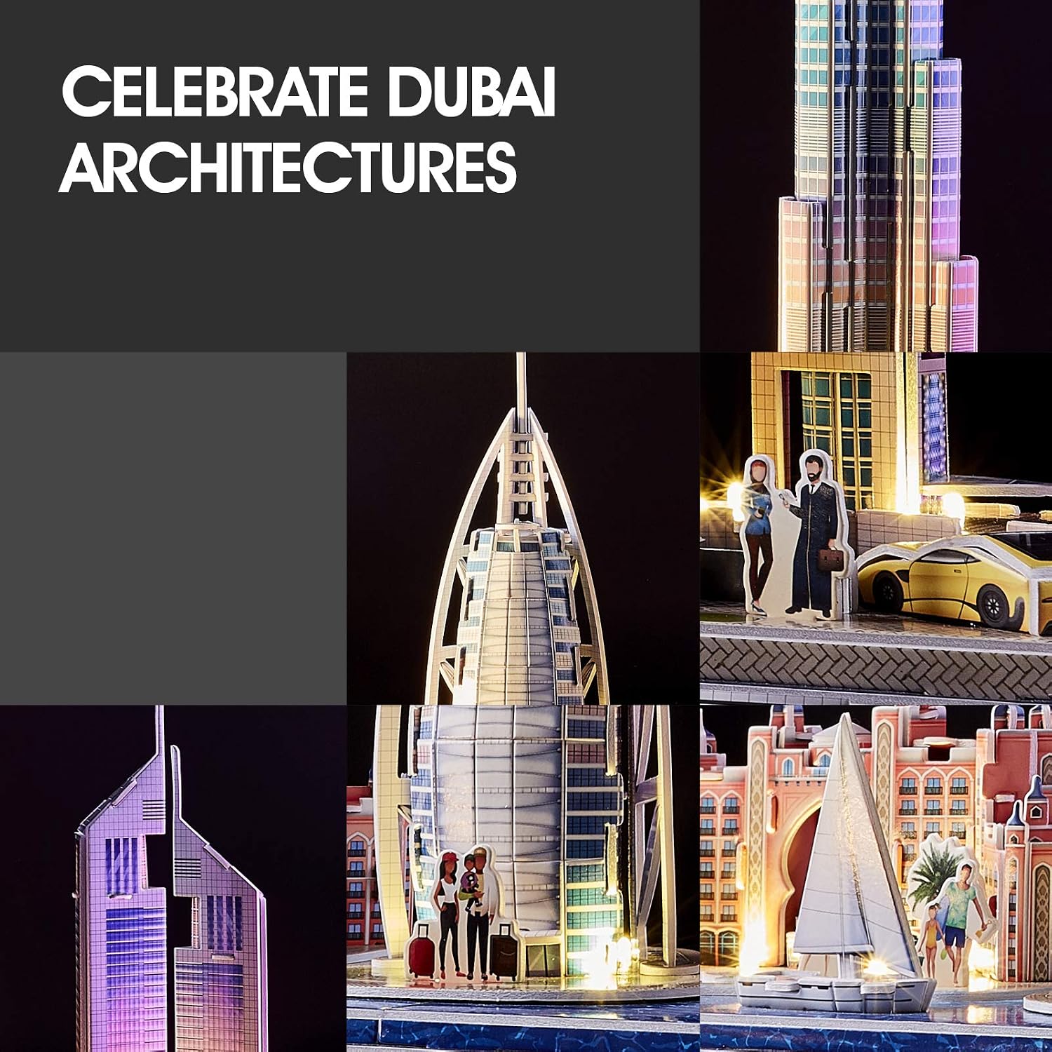 CubicFun 3D Puzzles for Kids Ages 8-10 LED Dubai Cityline, Arts and Crafts for Kids Ages 8-12 STEM Projects for Kids Ages 8-12 Gifts for 8 Year Old Toys for 8 Year Old Girls Lighting Architecture - Image 4