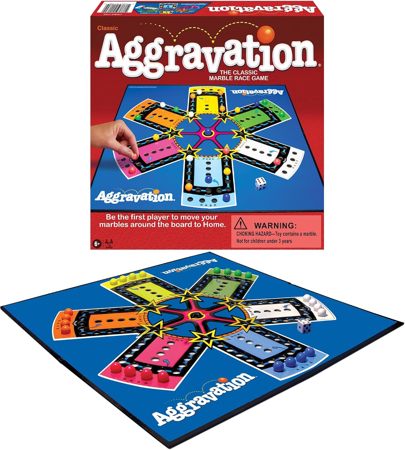 Aggravation, Classic Marble Race Game, by Winning Moves Games USA | For 2 to 6 Players, Ages 6+, Great For Kids