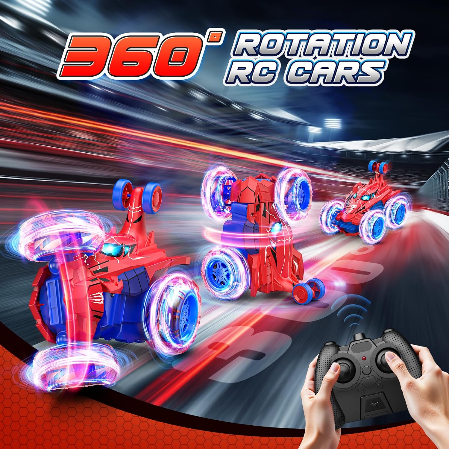 Spider remote control car rc cars toys,Cool rechargeable stunt rc car with 360 flips 4WD wheel with bright light,Fun outdoor toys gifts for kids birthday or Chritmas age 4 5 6 7 8 9 10 11 12 years old - Image 2