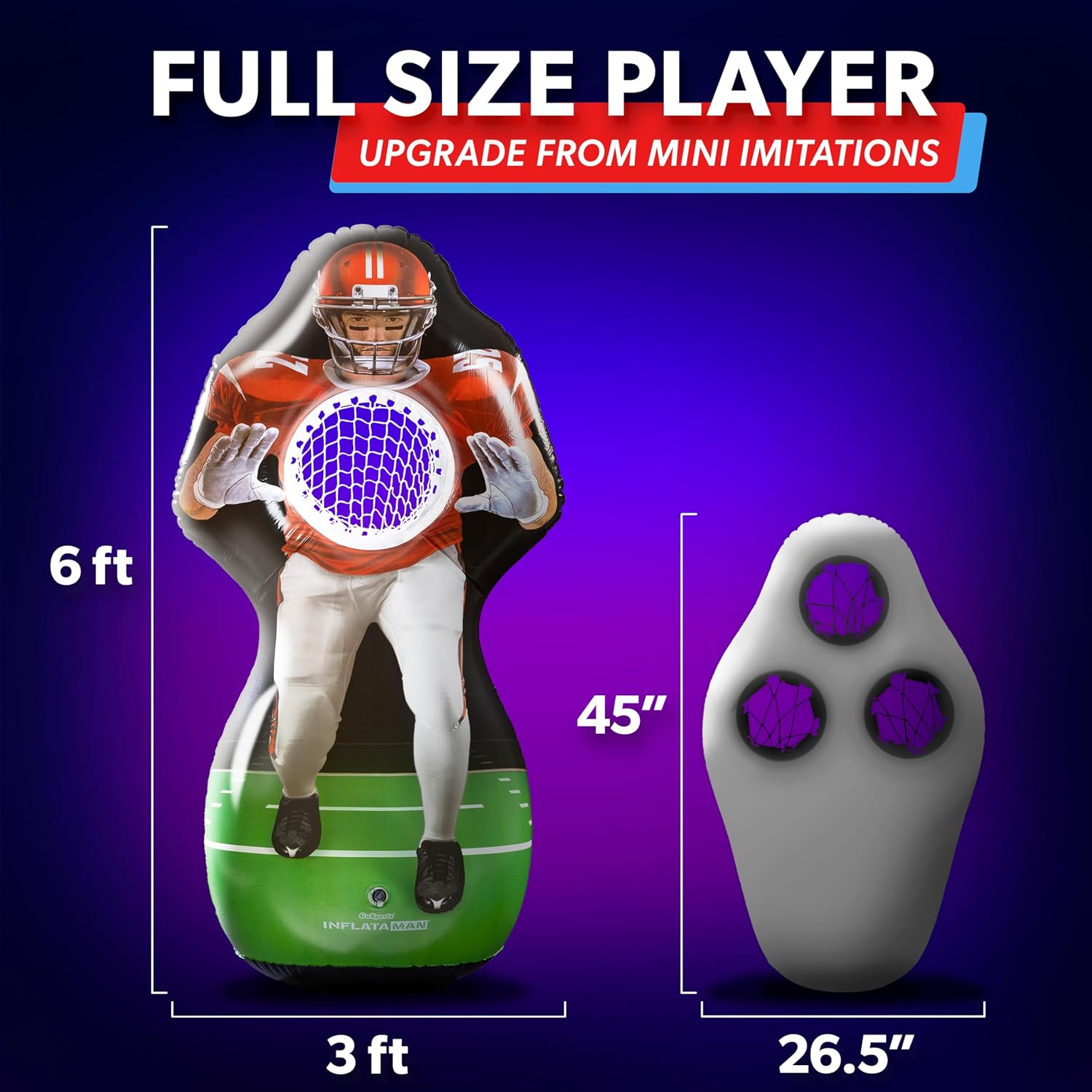 GoSports Inflataman Football Challenge - Includes 4 Rubber Footballs, Ball Pump, and Scoreboard - Inflatable Receiver Touchdown Toss Game - Image 6