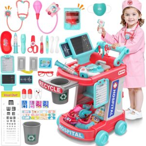 Doctor Kit for Toddlers – Pretend Doctor Play Set for Kids – Role Play Medical Toys with Costume and Stethoscope – Dress Up Doctor Kit for 3 4 5 6 7 8 9 Year Old Boys Girls Christmas Birthday Gift