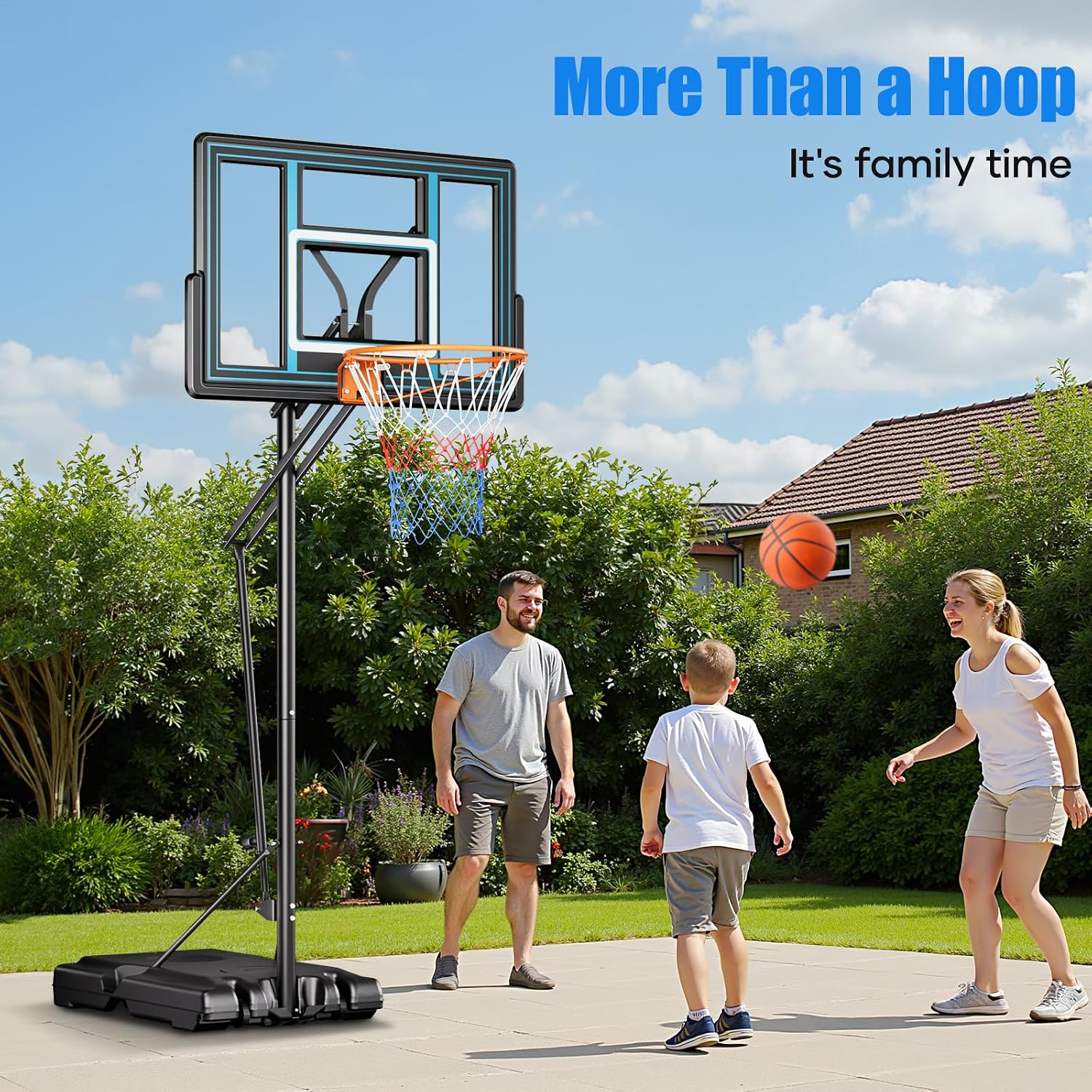 Asbest 44" Portable Basketball Hoop Outdoor | 5.5-10ft Stepless Adjustable Height Basketball Goal System for Driveway, Backyard, for All Ages - Image 7