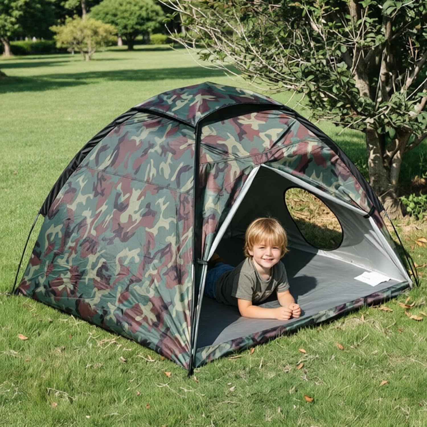 NARMAY® Play Tent Camouflage Dome Tent for Kids Indoor/Outdoor Fun - 60 x 60 x 44 inch - Image 2
