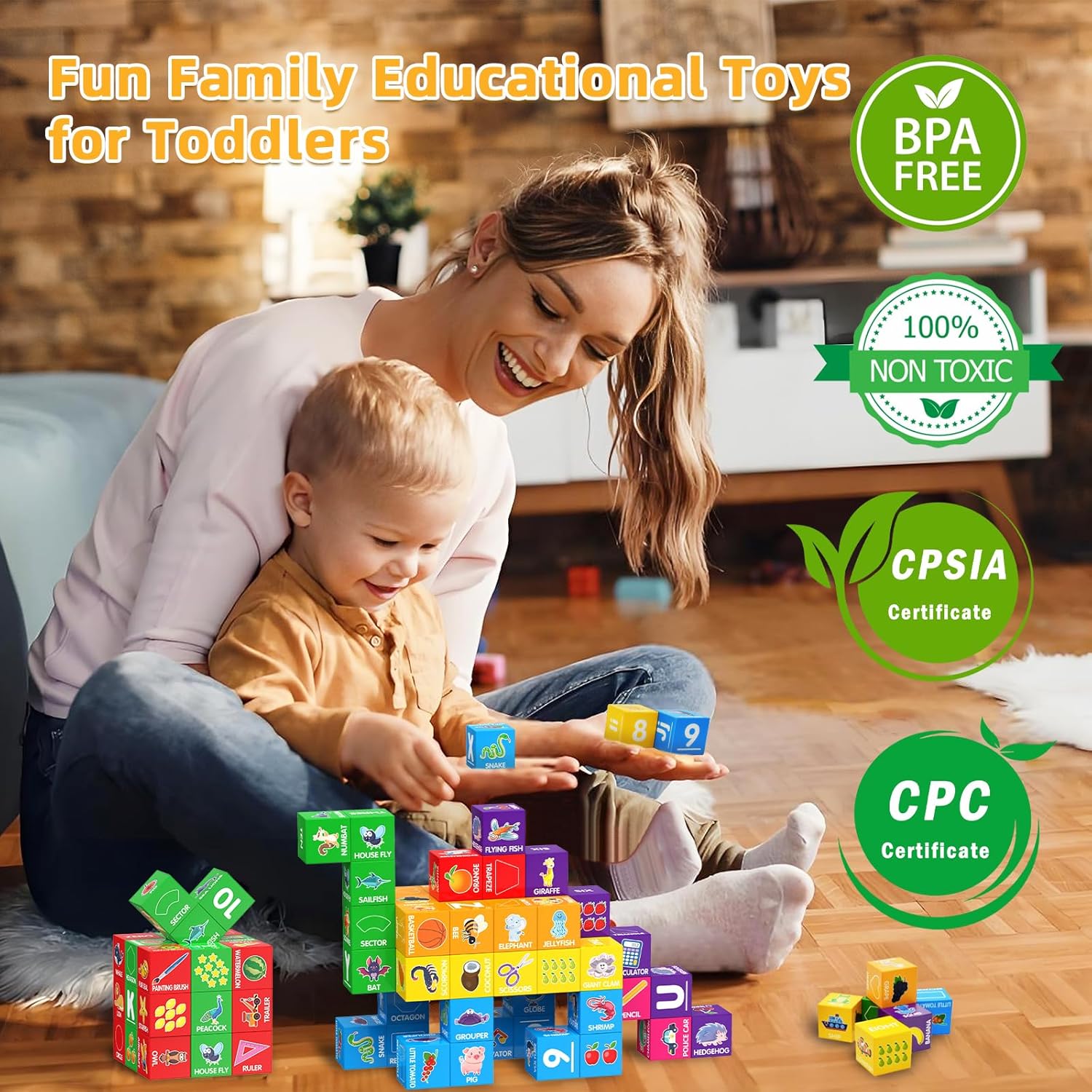 Magnetic Blocks for Toddlers 1-3, 1.4 inch Large Building Blocks Number ABC Learning Toys for 1 2 3 4 5+ Year Old Boys Girls Educational Montessori Toys for Preschool Activities 36PCS STEM Magnet Cube - Image 4