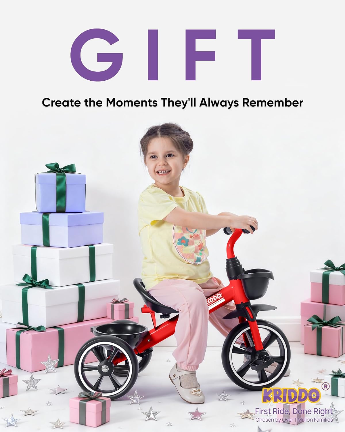 KRIDDO Kids Tricycles Age 24 Month to 4 Years, Trike for 2.5 to 5 Year Old, Gift Tricycles for 2-4 Year Olds, Trikes for Toddlers, Red - Image 7