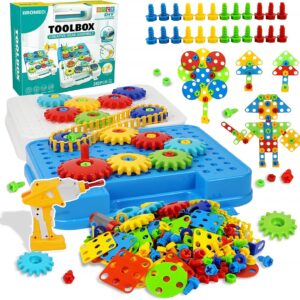 Gears Toys for Kids Ages 4-8, STEM Educational Construction Toys, Building Toy Set for Boys and Girls, Engineering Building Blocks Creative Learning Toy Set