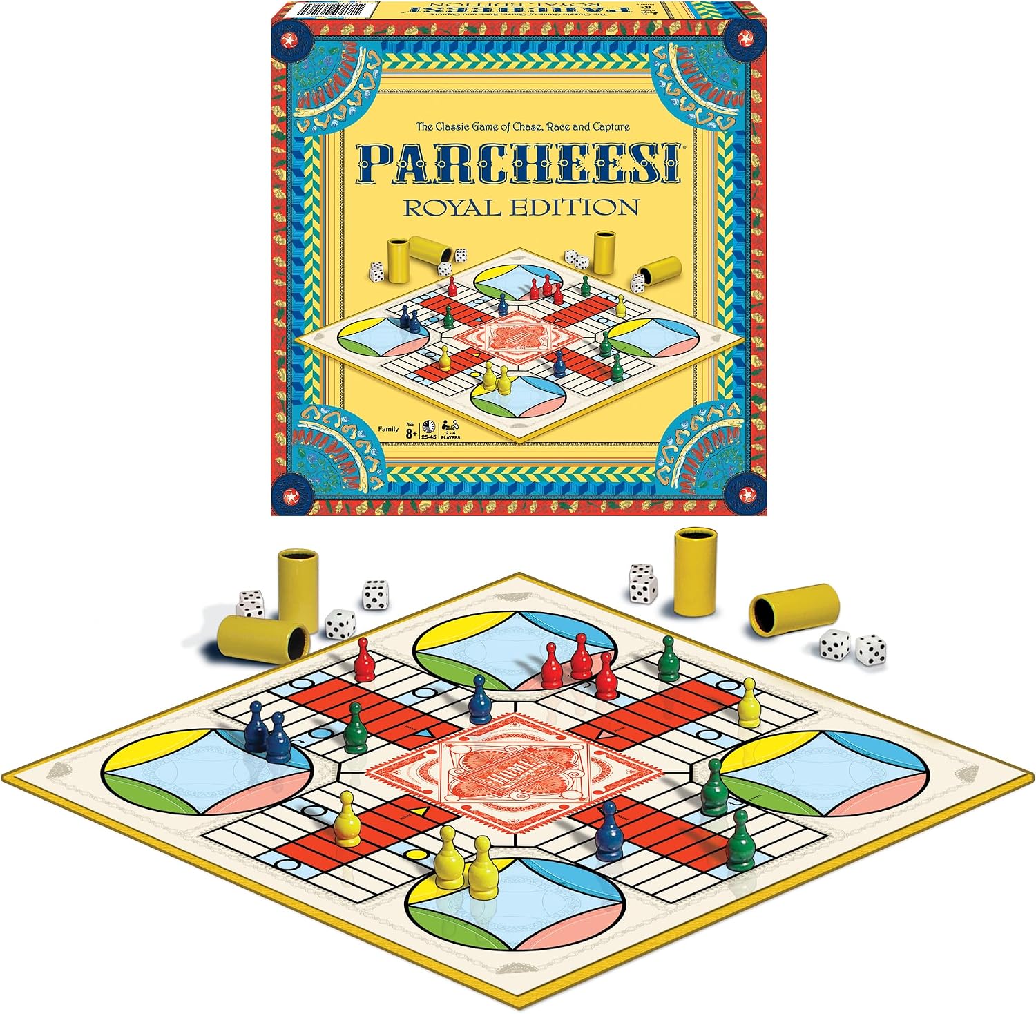 Parcheesi Royal Edition, with Charming Graphics, by Winning Moves Games USA | Classic Family Favorite, Fine Tokens and Dice Cups Included, 2-4 Players