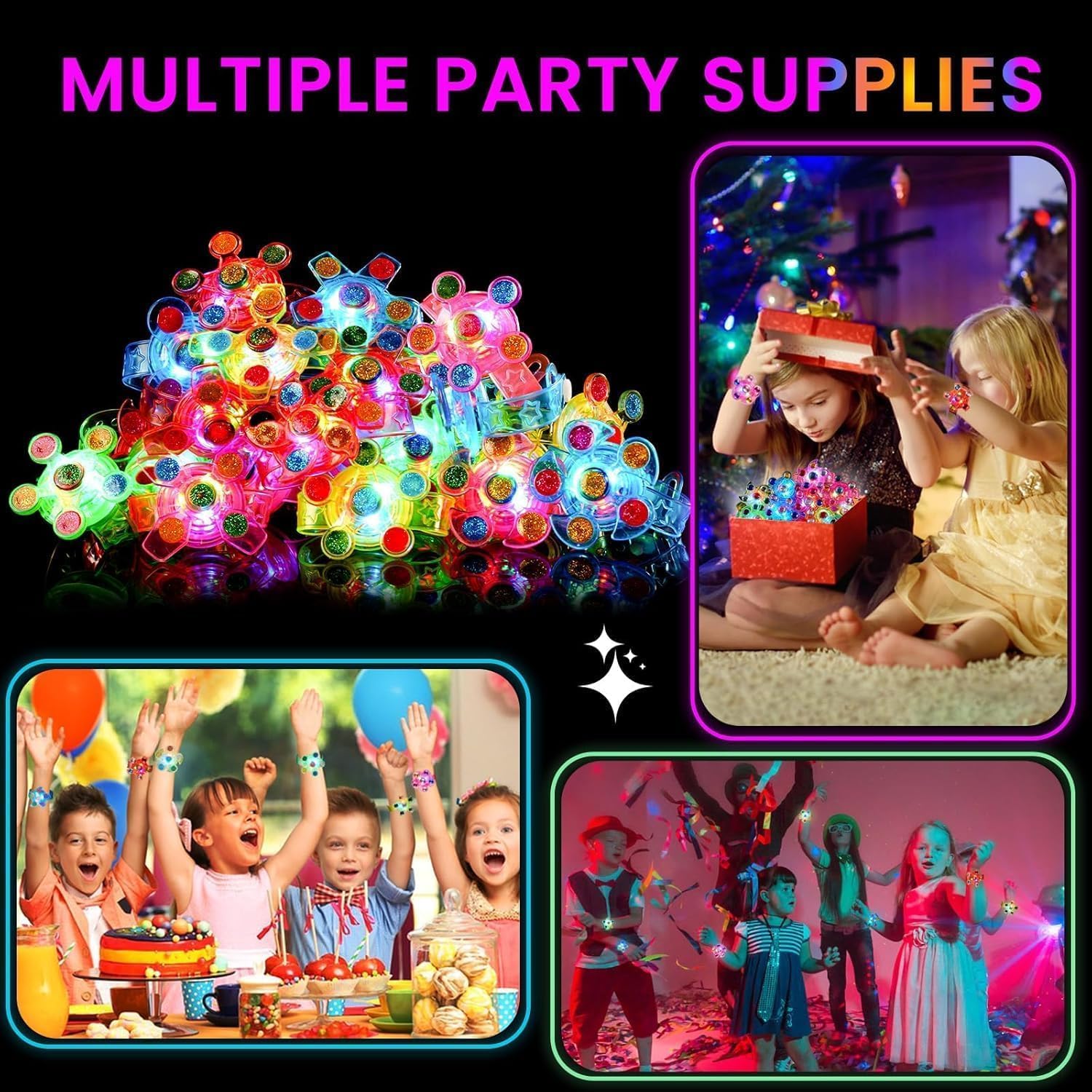 SCIONE 24 Pack LED Light Up Fidget Spinner Bracelets, Glow in The Dark Party Favors for Kids 4-8 8-12, Treasure Box Toys, Birthday Gifts, Carnival Prizes, Goodie Bags Stuffers - Image 8