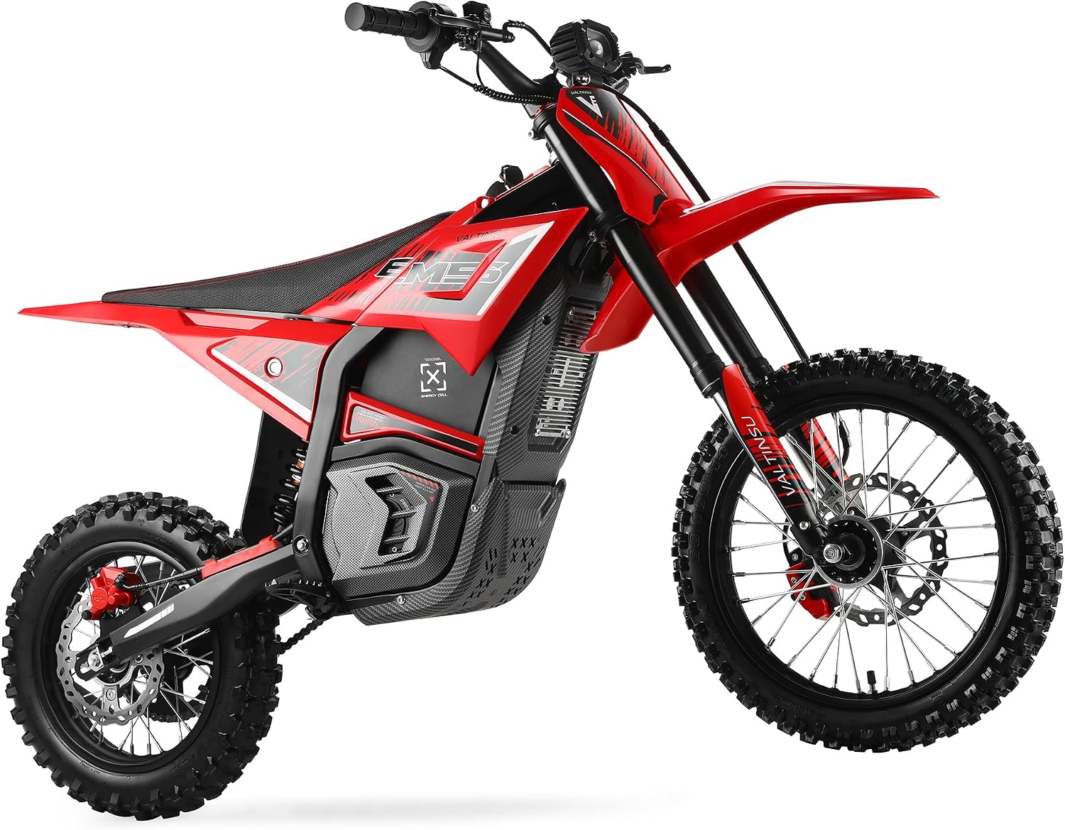 EM5 Electric Dirt Bike w/Light & Display, Off-Road Motorcycle 3840W 3 Speed Modes (Max 40MPH) 48V Range 53MI,14"/12" Tires,Dual Suspension & Hydraulic Brakes Fit Age 13+