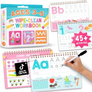 Hadley Designs Preschool Learning Activities – Dry Erase Letter Tracing for Kids Ages 3-5, Preschool Workbooks Age 3-4, Dry Erase Writing Practice for Kids Age 3-5, ABC Tracing Books for Kids Ages 3-5