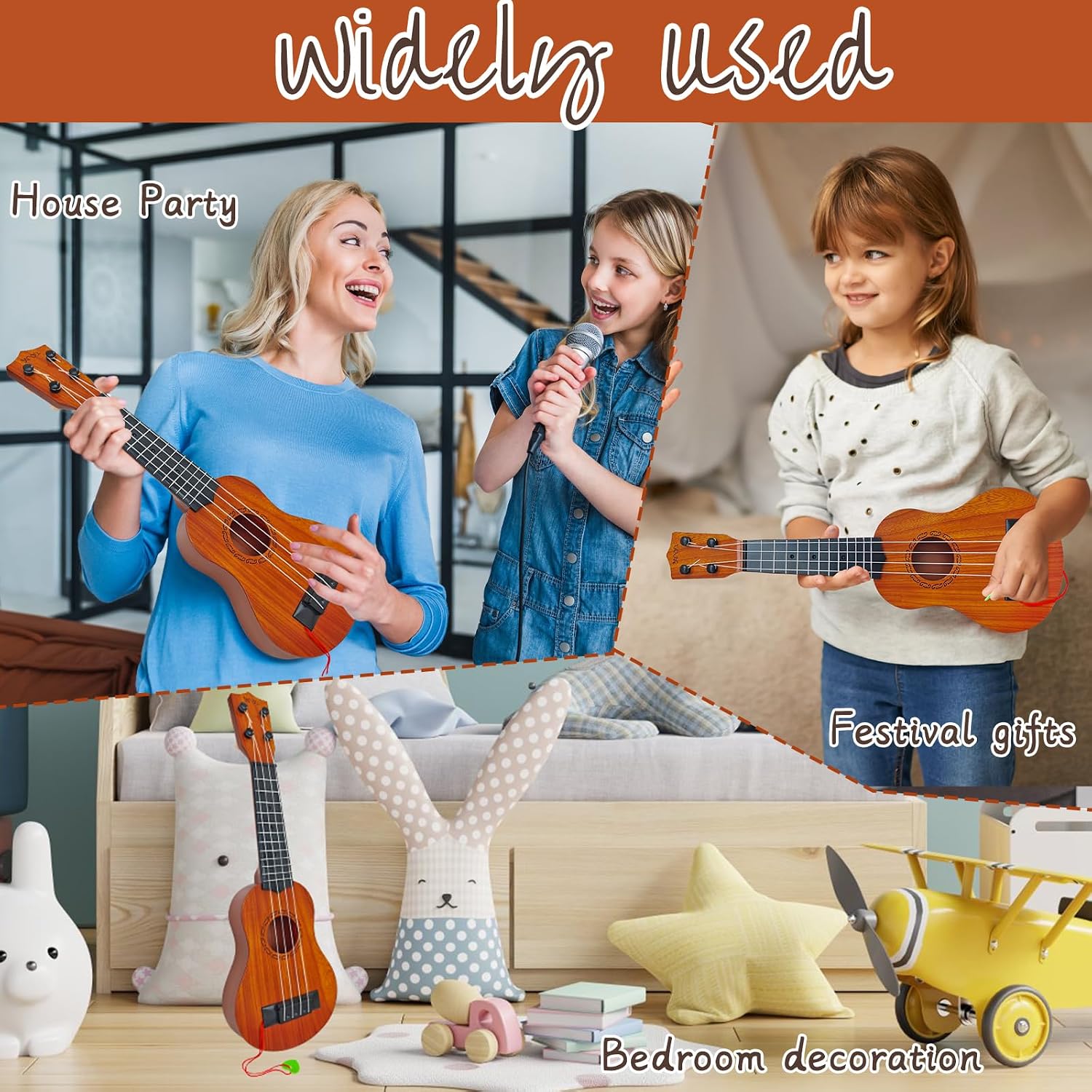 Kids Toy Ukulele Guitar,17 Inch Classical Guitar Musical Toy,4 Strings Guitar Ukulele Educational Learning Toy for Toddlers and Preschoolers - Image 5