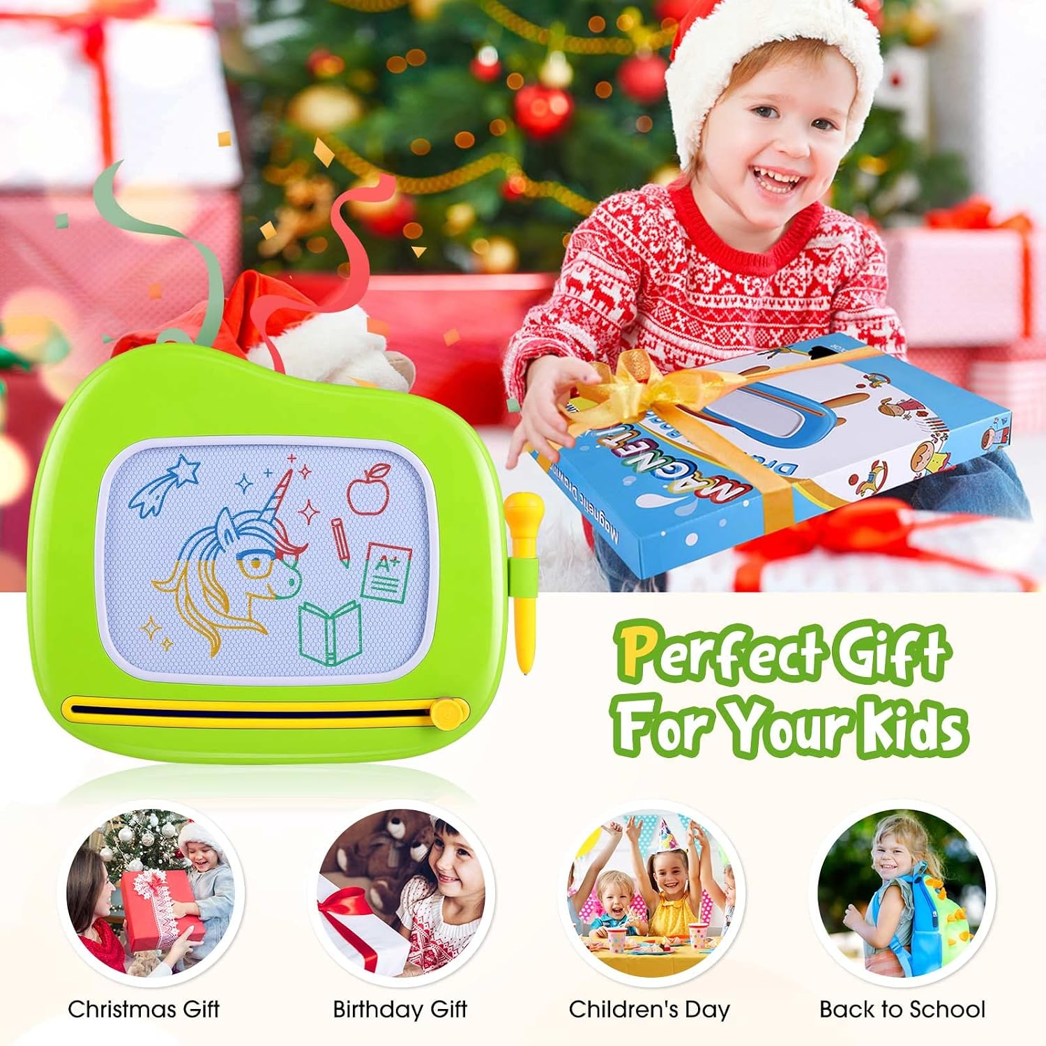 Smasiagon Toddler Toys Age 1-2 Year Old Boys Girls, Magnetic Drawing Doodle Board Pad Educational Learning Toys for 1 2 3 Year Old Boys Girls Gifts Birthday Party (Green) - Image 5