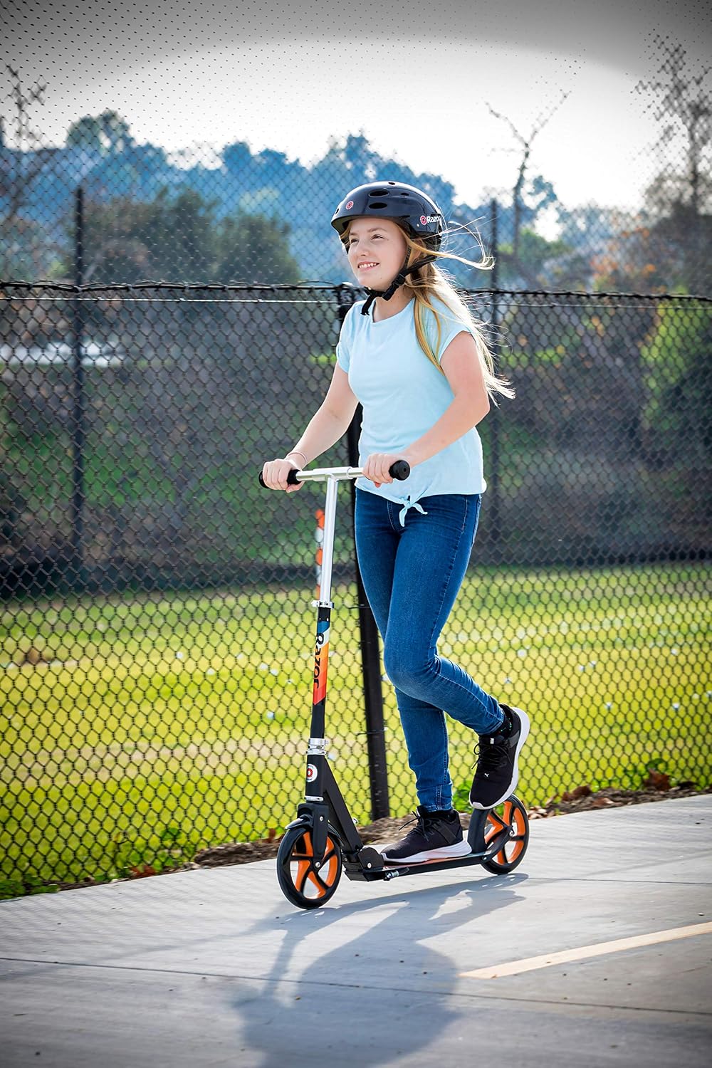 Razor A5 Lux Kick Scooter for Kids Ages 8+ - 8" Urethane Wheels, Aluminum Frame, Anodized Finish Featuring Bold Colors and Graphics, for Riders up to 220 lbs - Image 2