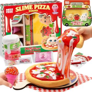 Pizza Slime Kit for Kids, Satisfying ASMR Cheese Pull Cloud, Butter, Jelly & Ice Cream Food Slime, Non-Sticky Variety Pack, Blind Bag Charms, Arts and Crafts,Party, Birthday Gift Girls Boys Ages 5-12