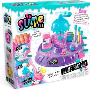 So Slime DIY Slime Factory Kit by Canal Toys – Make 10 Colorful Slimes – Just Add Water, No Glue or Mess – Includes Glitter, Confetti & Surprise Figures – Fun Slime Making Kit for Kids Ages 6+