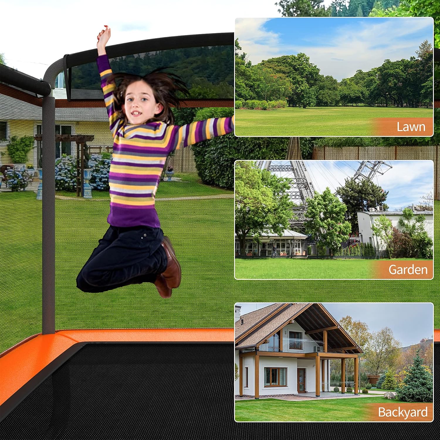 Giantex 6 FT Trampoline for Kids with Swing, Toddler Trampolines with Safety Enclosure Net, ASTM Approved, Rectangle Indoor & Outdoor Mini Kids Trampoline - Image 8