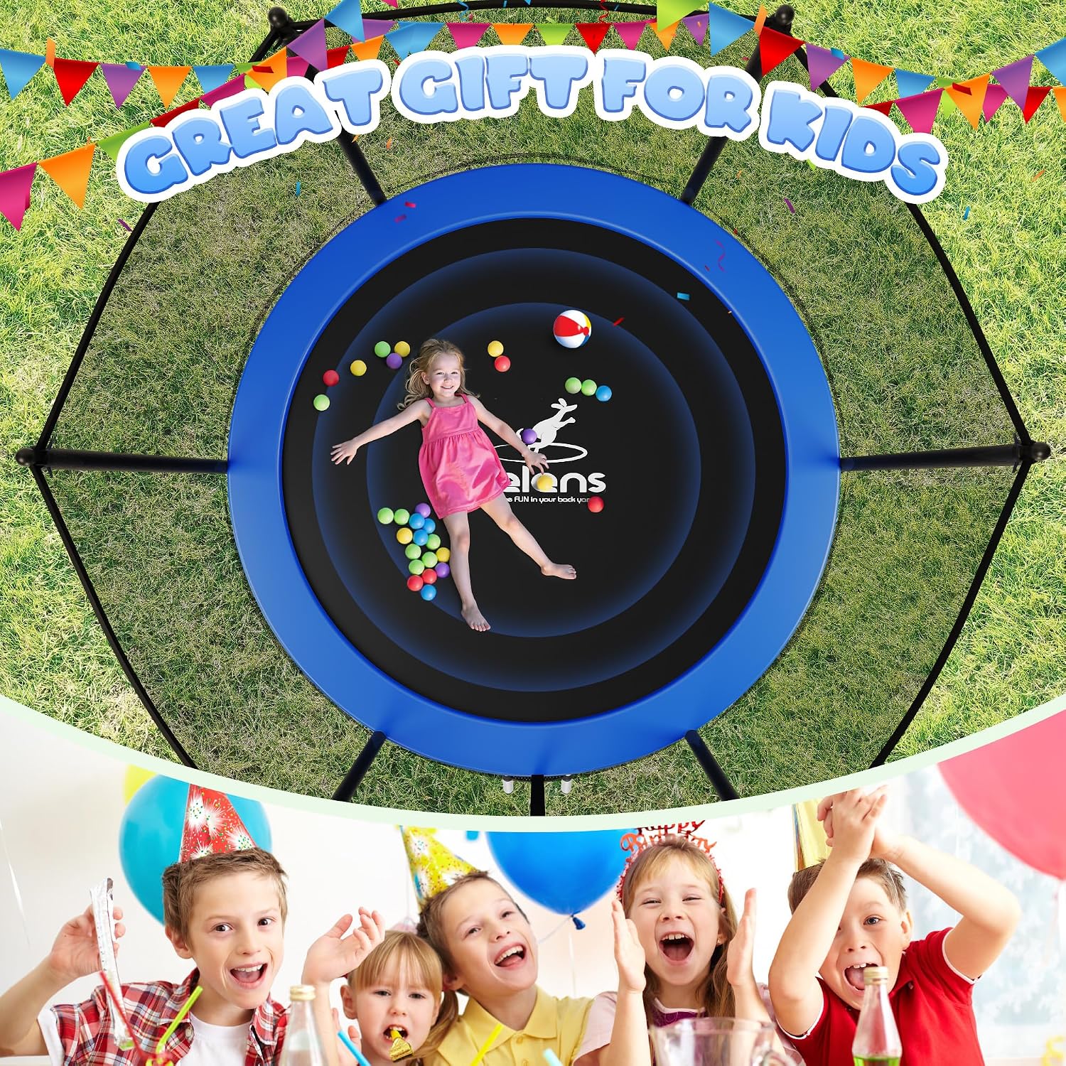 JELENS Trampoline 8FT 10FT 12FT 14FT 15FT, Outdoor Trampolines with Enclosure Net, Recreational Anti-Rust Trampolines for Kids and Adults, ASTM Approved - Image 4