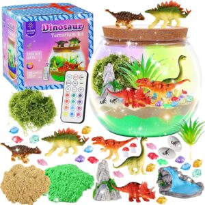 Gifmore Dinosaur Light Up Terrarium Kit for Boys Ages 4-12, DIY Dinosaur Crafts Toy Set, Birthday Presents for Kids Boys