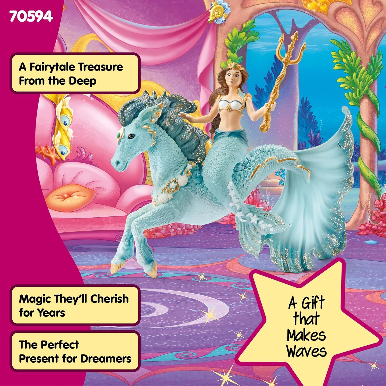 Schleich Bayala - 3 PC Mermaid Eyela Figure with Magic Horse - Mermaid Toy and Seahorse Playset for Girls and Boys - Underwater Fairy and Unicorn Toy - Fantasy Figurines for Kids Ages 5+ | 70594 - Image 4