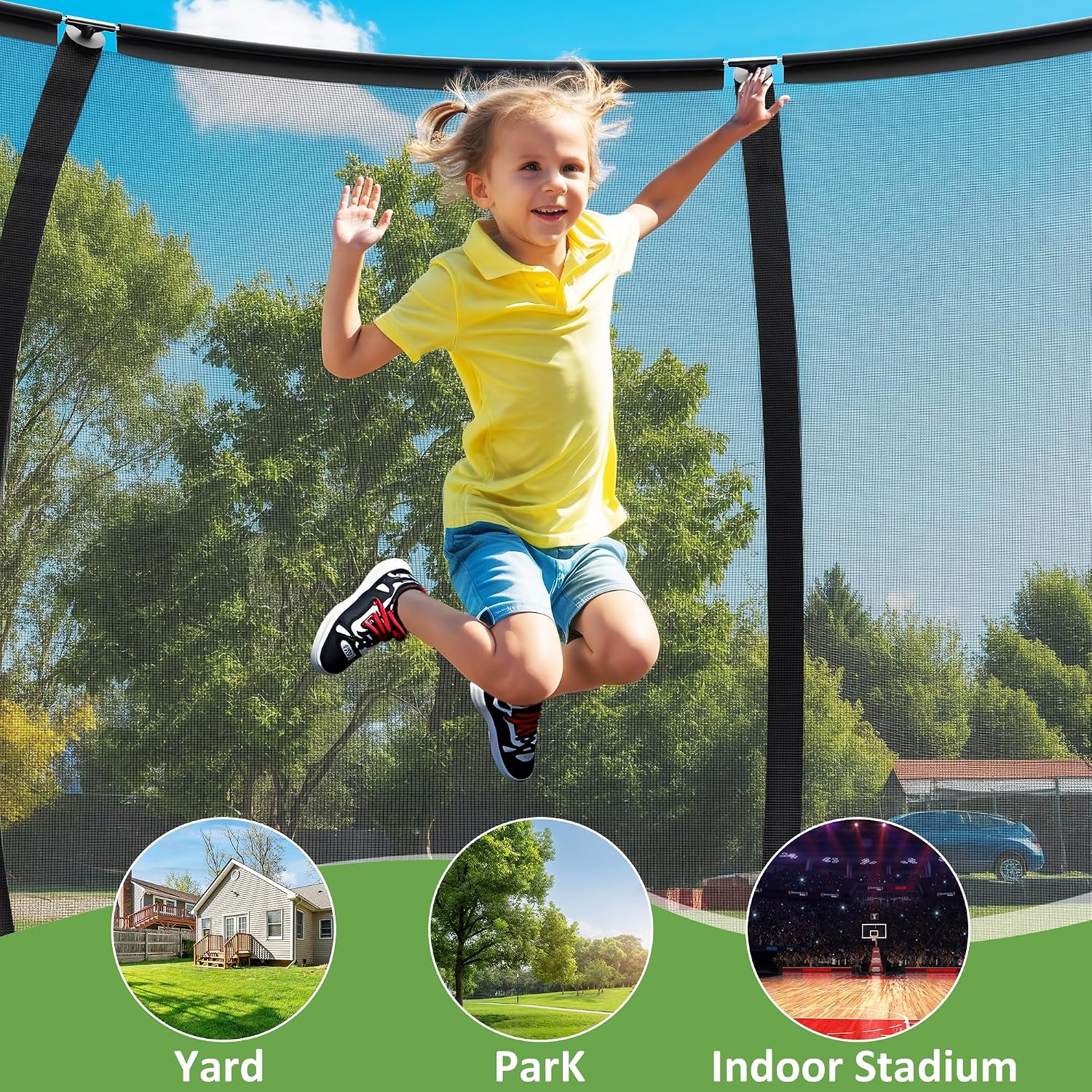 Trampoline Outdoor, 10 FT Trampolines with Enclosure Net and Ladder,Round Recreational Trampoline for Kids and Adults with ASTM Approval, Anti-Rust Coated Frame, Thickened Spring Mat - Image 4