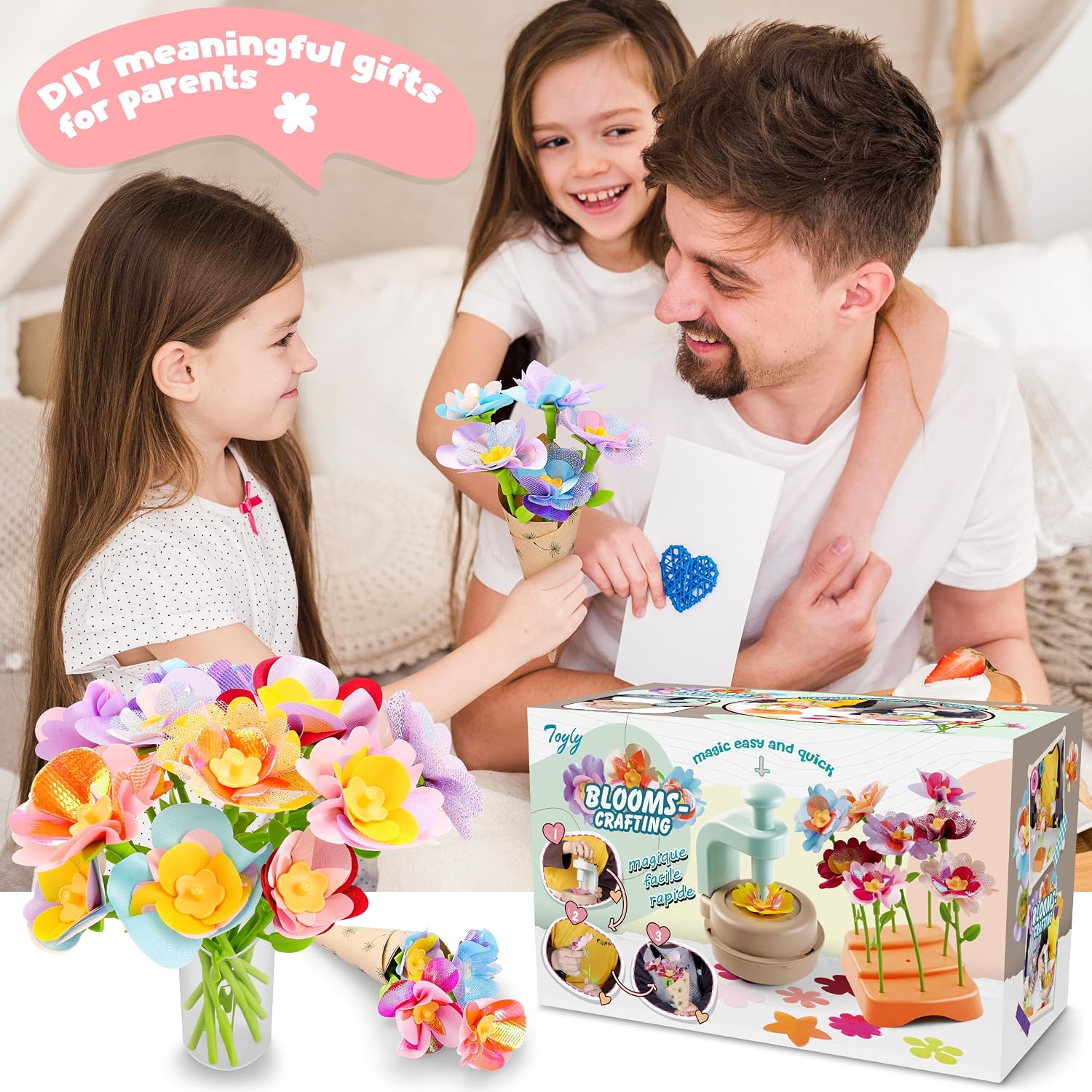 Fabric Flower Bouquets Toys, DIY Craft Kits Toys for Kids - Flowers Market Toy, Build Your Flower Bouquet, Arts & Crafts for 4+ Year Toddler Girl, Educational Activity Preschool B-Day Gifts - Image 4