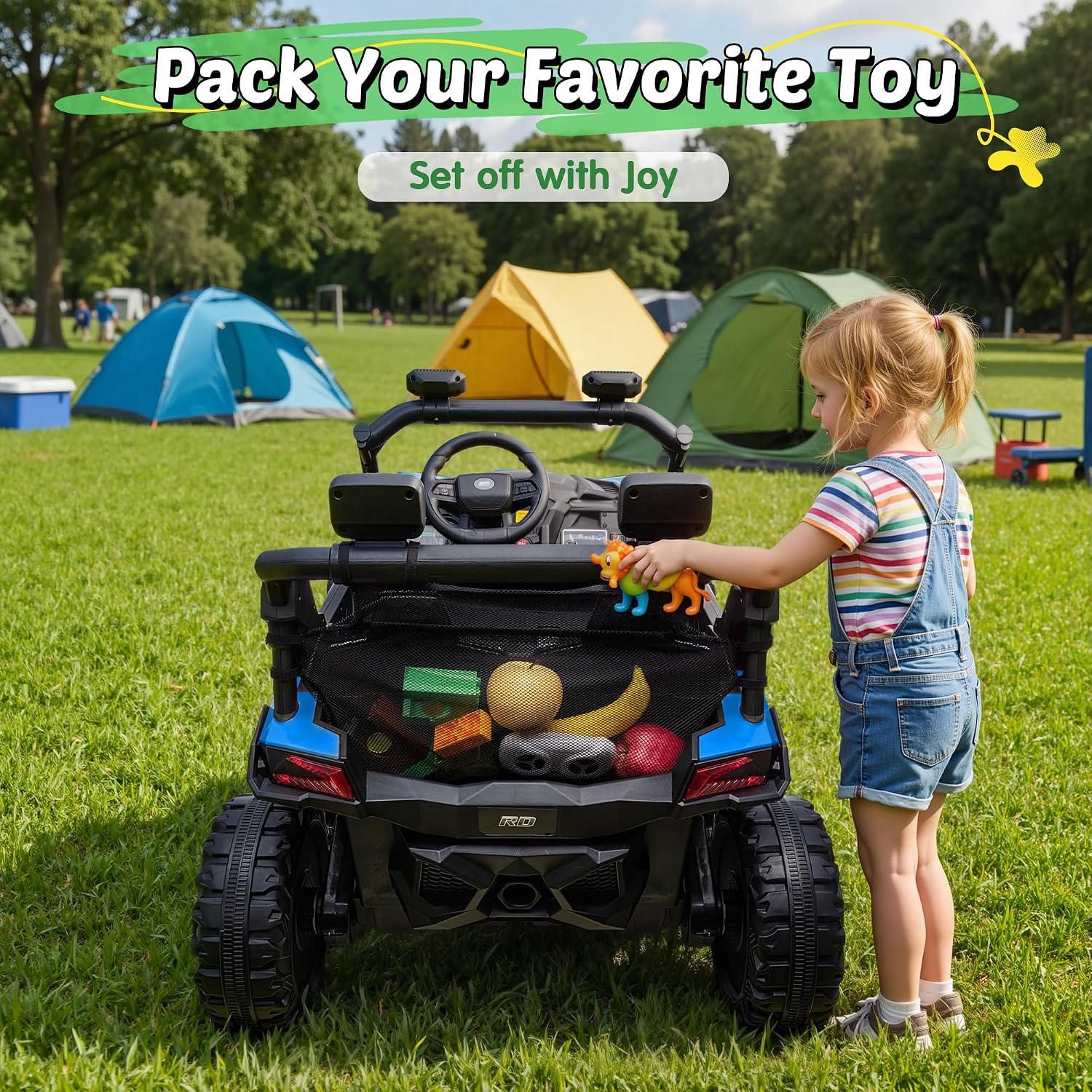 24V Ride on Car 2 Seater Ride on Toys for Big Kids 4WD 4X200W Off-Road Powerful UTV Ride on Truck Electric Vehicle Birthday Gift for Boys & Girls Ages 3-8, Blue - Image 7