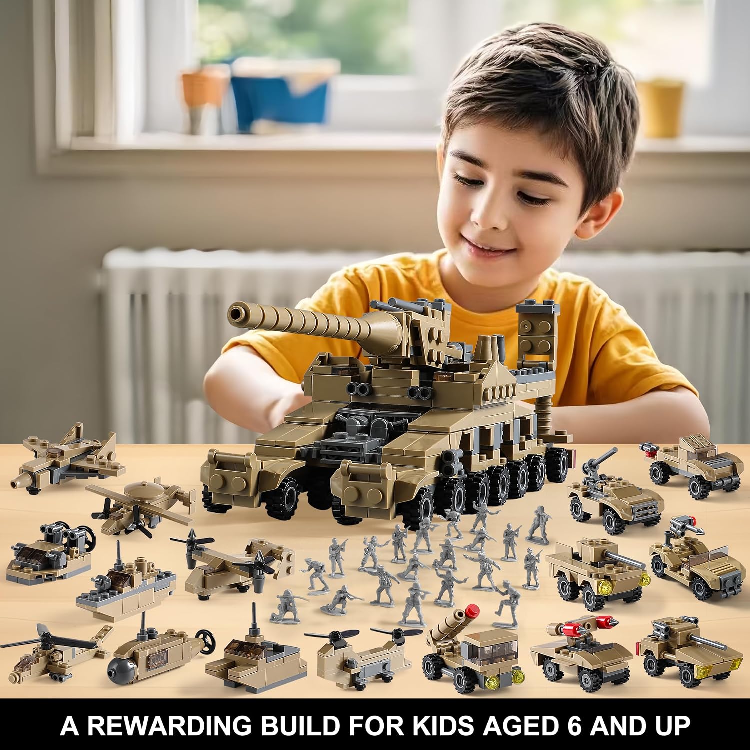 WW2 Army Tank Toys Building Sets Compatible with Lego, Create a German Dora Cannon or 16 Military Vehicles with 20 Toy Soldiers, STEM Toys for Boys Kids Age 6+ Year Old - Image 7