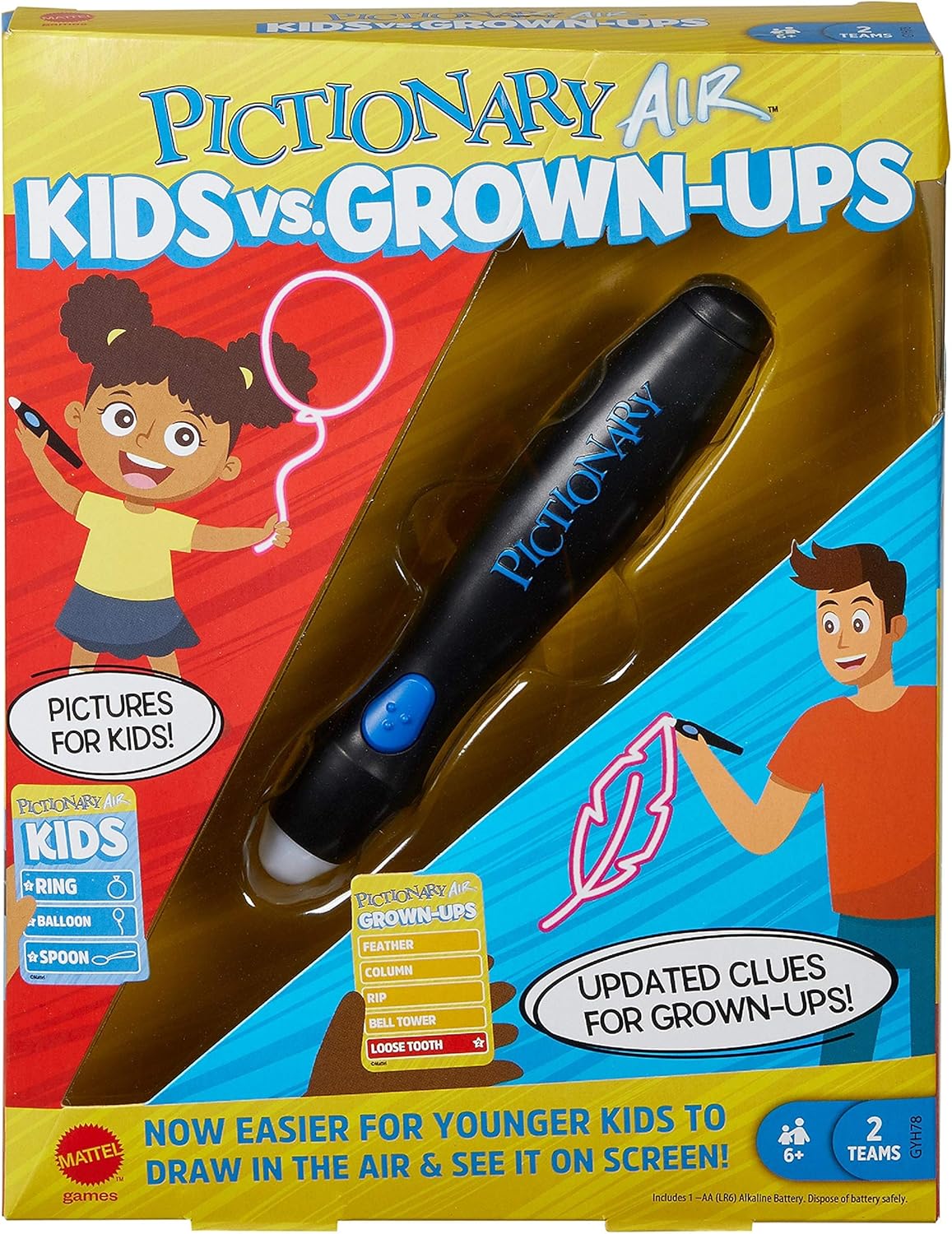 Pictionary Air Kids vs Grown-Ups Family Drawing Game, Links to Smart Devices, Gift for Kid, Family & Adult Game Night, Ages 6 Years & Older - Amazon Exclusive